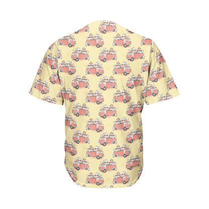 Panda Firefighter And Cat Pattern Print Men's Baseball Jersey
