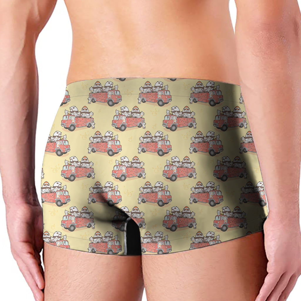 Panda Firefighter And Cat Pattern Print Men's Boxer Briefs