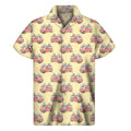 Panda Firefighter And Cat Pattern Print Men's Short Sleeve Shirt
