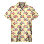 Panda Firefighter And Cat Pattern Print Men's Short Sleeve Shirt