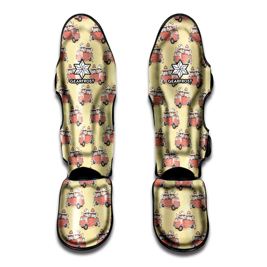 Panda Firefighter And Cat Pattern Print Muay Thai Shin Guard
