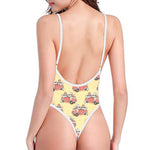 Panda Firefighter And Cat Pattern Print One Piece High Cut Swimsuit