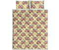 Panda Firefighter And Cat Pattern Print Quilt Bed Set