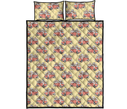 Panda Firefighter And Cat Pattern Print Quilt Bed Set