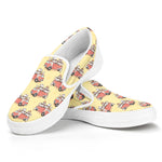 Panda Firefighter And Cat Pattern Print White Slip On Shoes