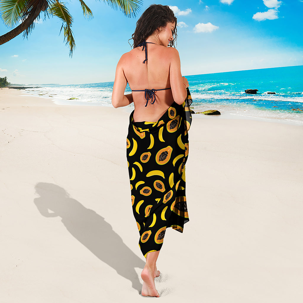 Papaya And Banana Pattern Print Beach Sarong Wrap