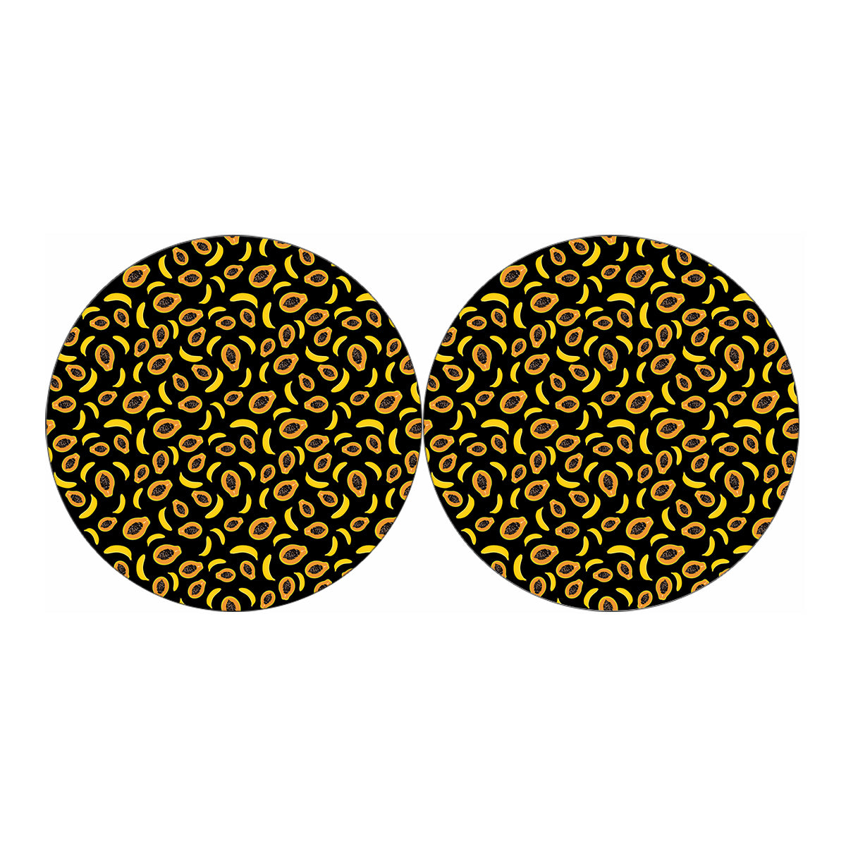 Papaya And Banana Pattern Print Car Coasters