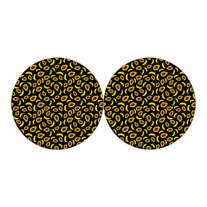 Papaya And Banana Pattern Print Car Coasters