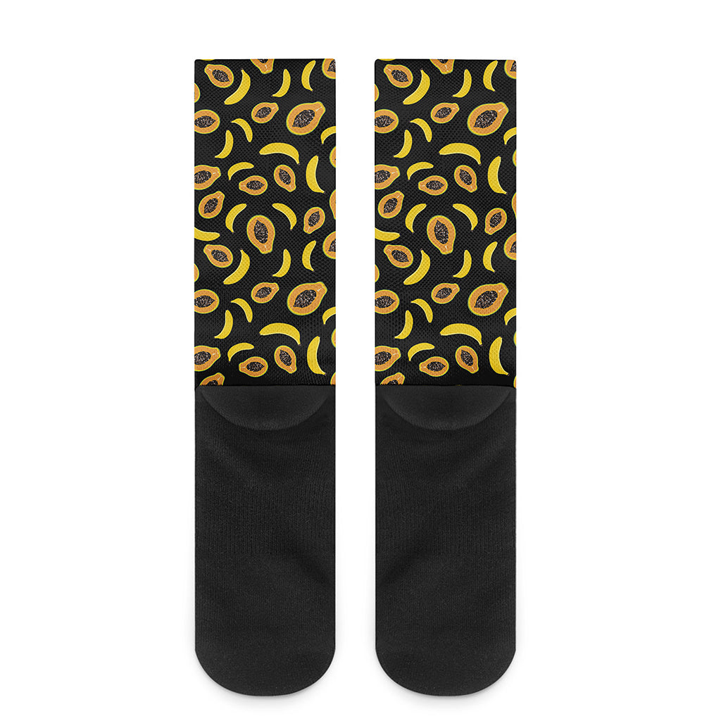 Papaya And Banana Pattern Print Crew Socks