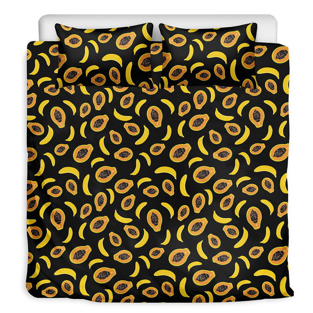 Papaya And Banana Pattern Print Duvet Cover Bedding Set