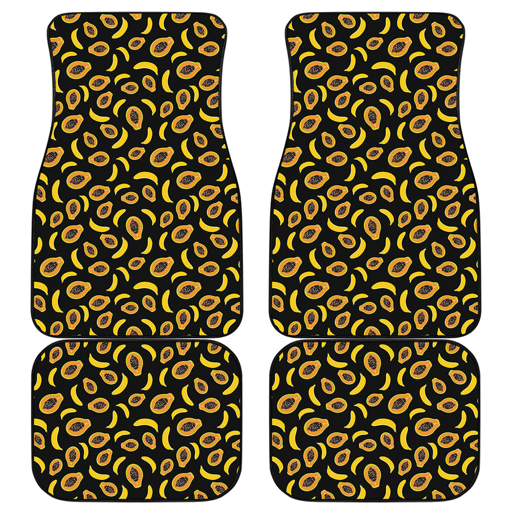 Papaya And Banana Pattern Print Front and Back Car Floor Mats