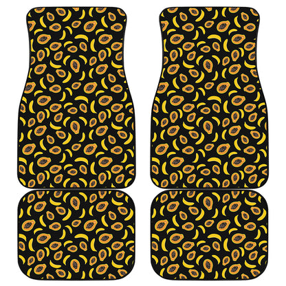 Papaya And Banana Pattern Print Front and Back Car Floor Mats