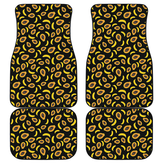 Papaya And Banana Pattern Print Front and Back Car Floor Mats