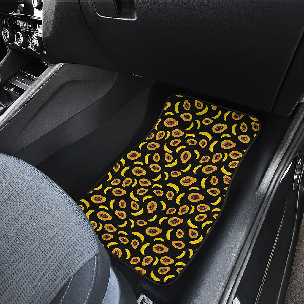 Papaya And Banana Pattern Print Front and Back Car Floor Mats