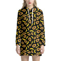 Papaya And Banana Pattern Print Pullover Hoodie Dress