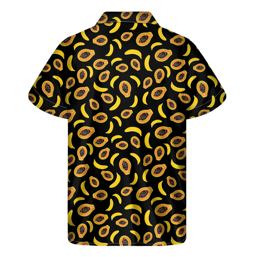 Papaya And Banana Pattern Print Men's Short Sleeve Shirt