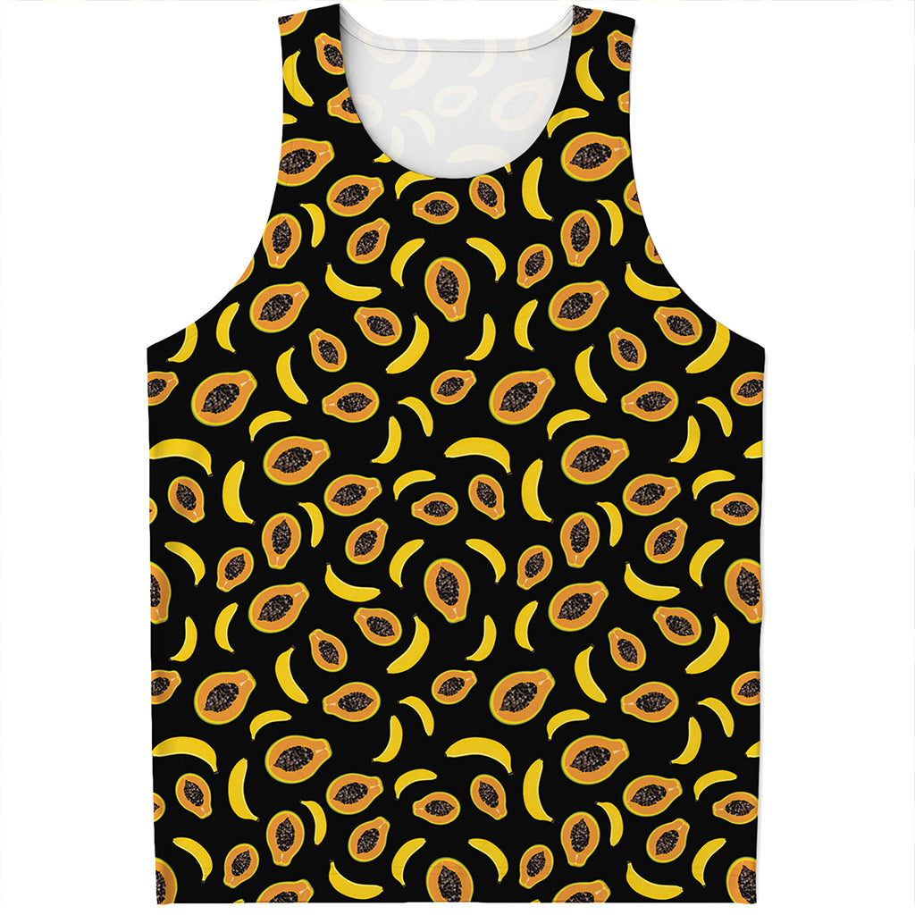 Papaya And Banana Pattern Print Men's Tank Top