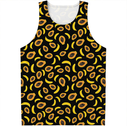 Papaya And Banana Pattern Print Men's Tank Top