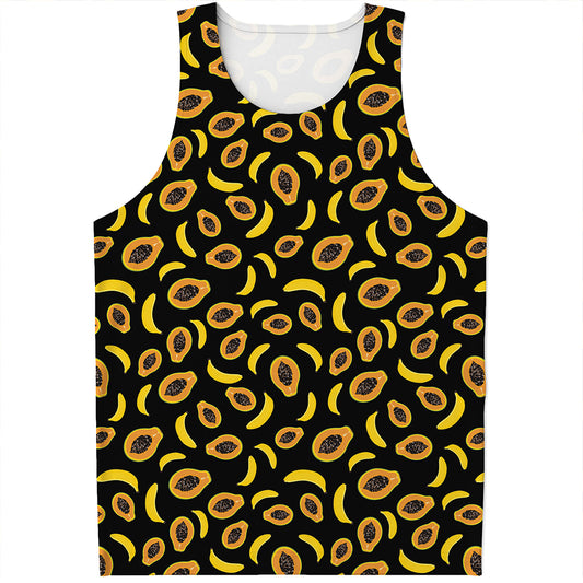Papaya And Banana Pattern Print Men's Tank Top