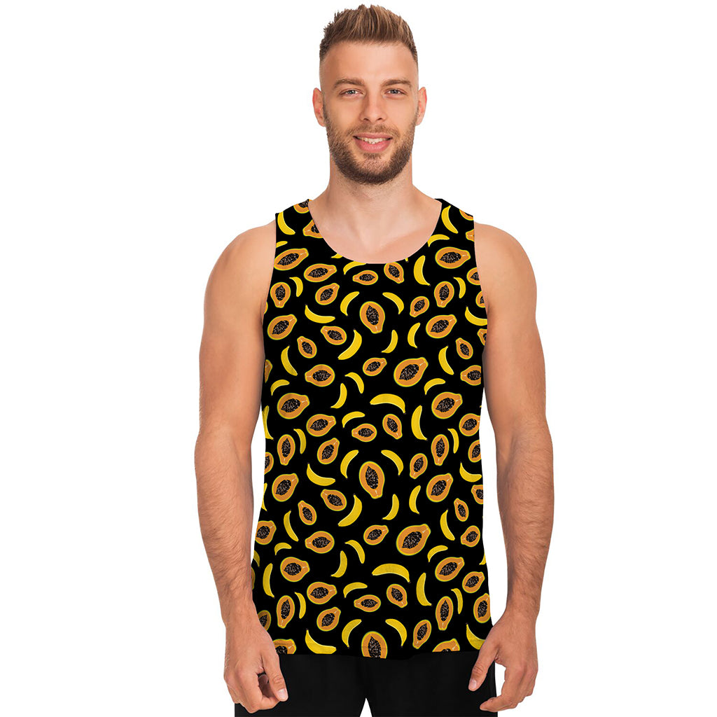 Papaya And Banana Pattern Print Men's Tank Top