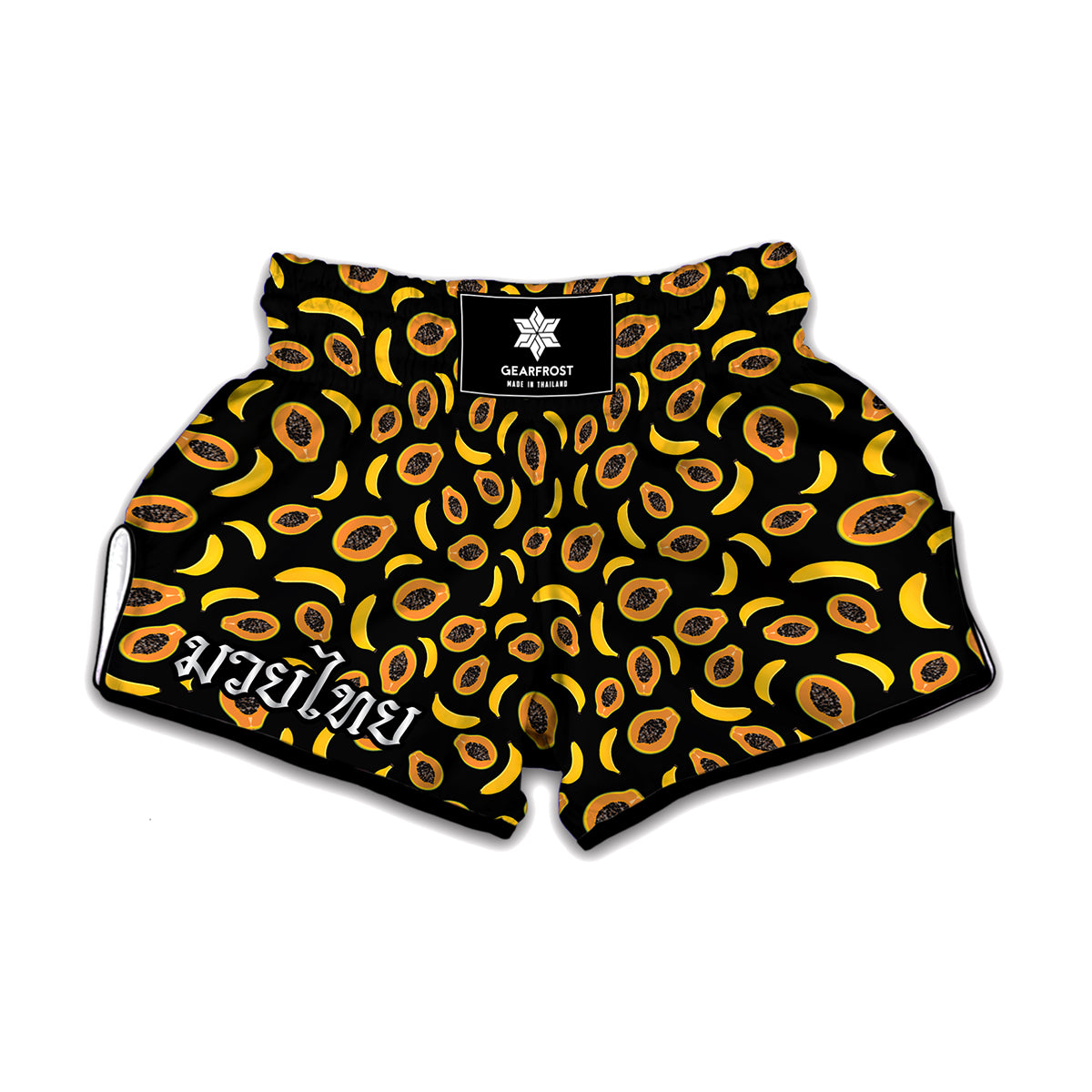 Papaya And Banana Pattern Print Muay Thai Boxing Shorts
