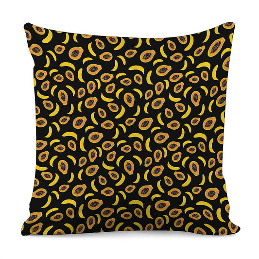 Papaya And Banana Pattern Print Pillow Cover