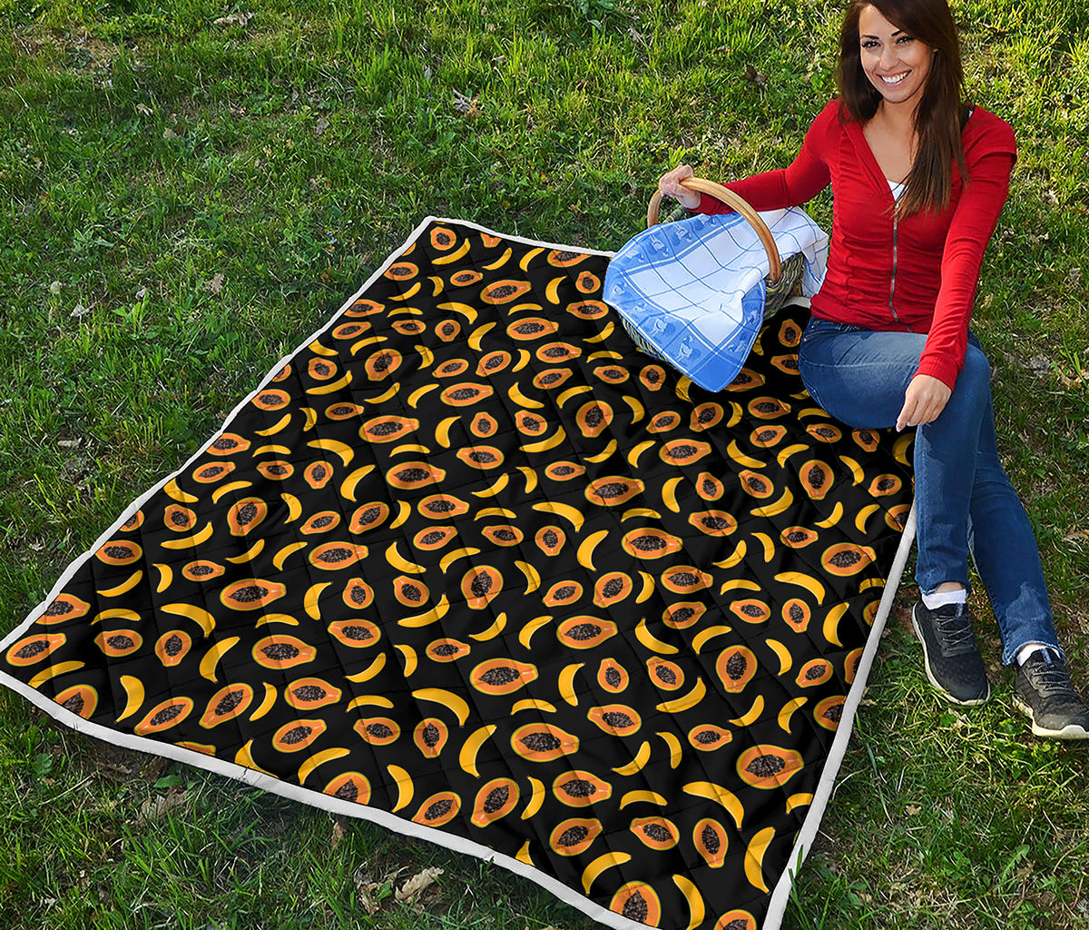 Papaya And Banana Pattern Print Quilt