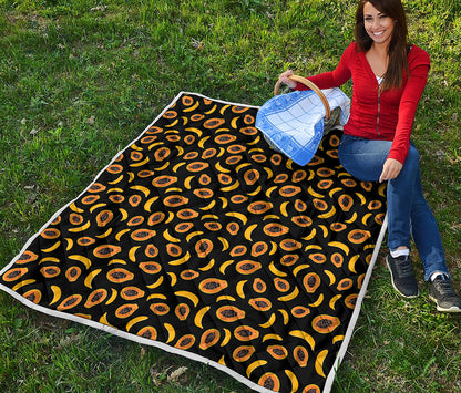 Papaya And Banana Pattern Print Quilt