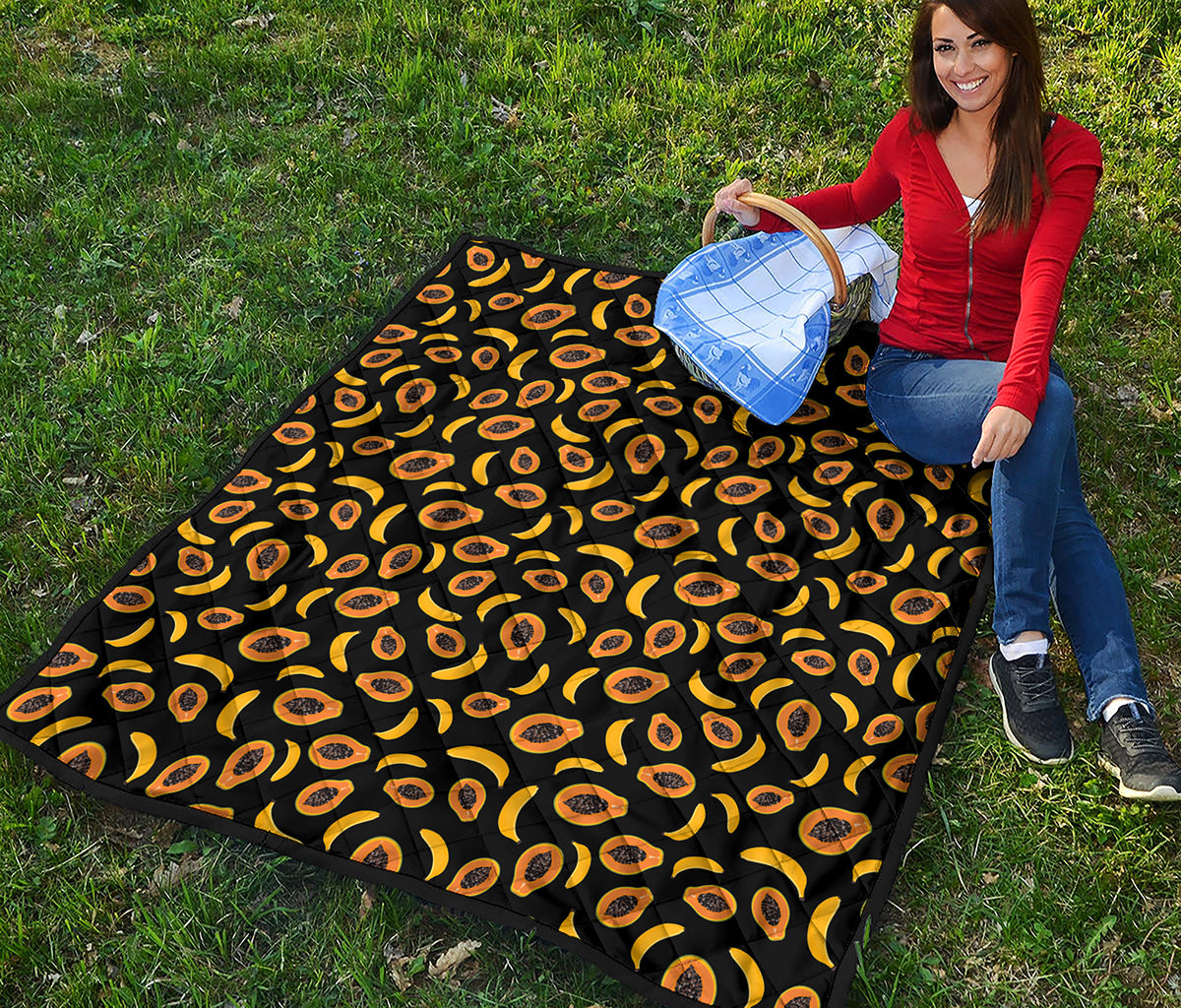 Papaya And Banana Pattern Print Quilt