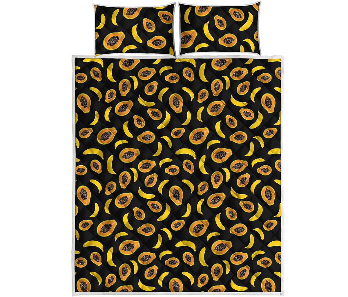 Papaya And Banana Pattern Print Quilt Bed Set