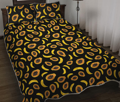 Papaya And Banana Pattern Print Quilt Bed Set