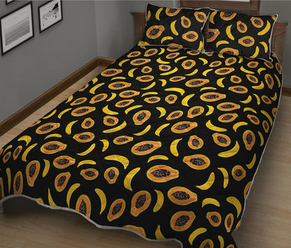 Papaya And Banana Pattern Print Quilt Bed Set