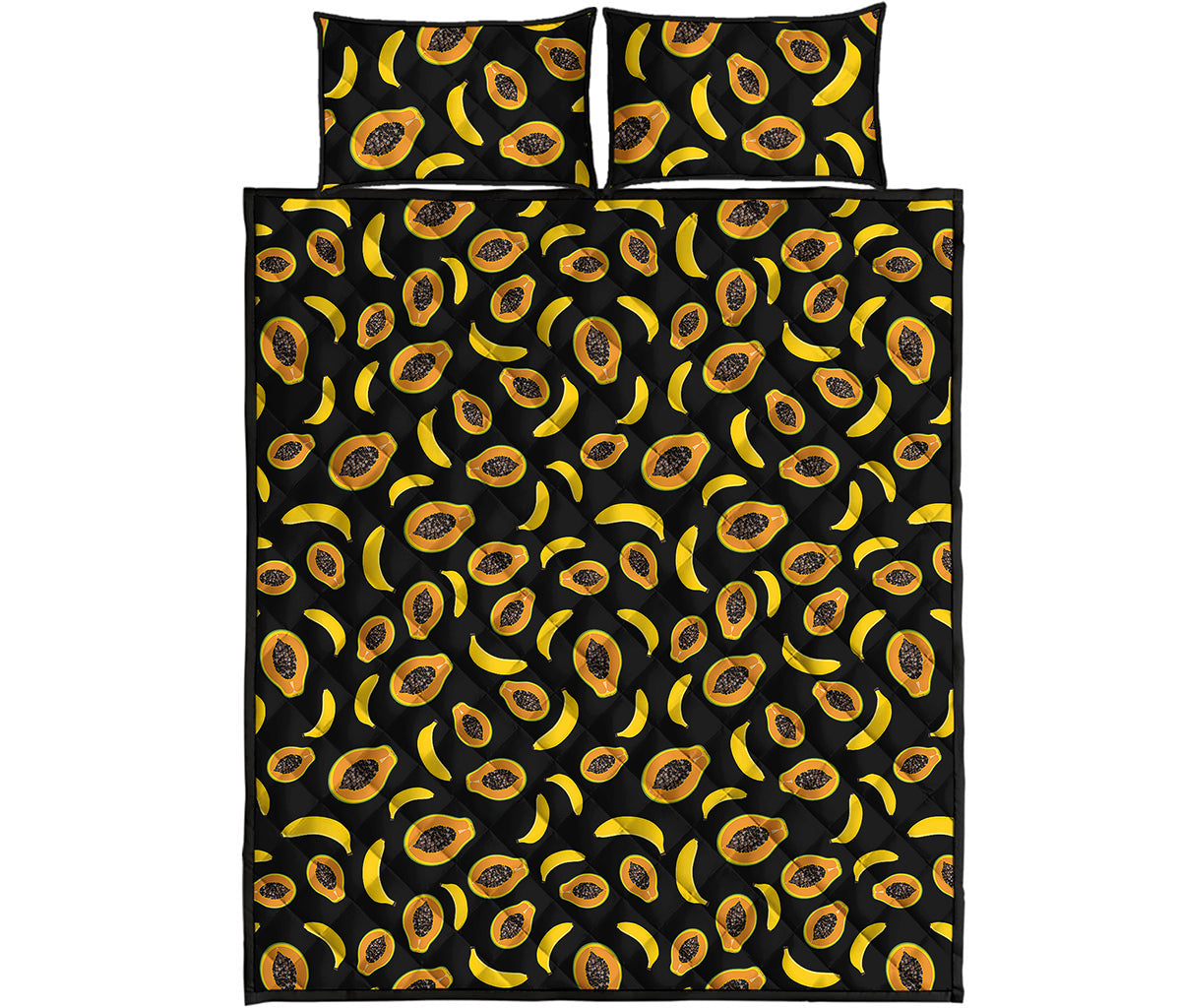 Papaya And Banana Pattern Print Quilt Bed Set