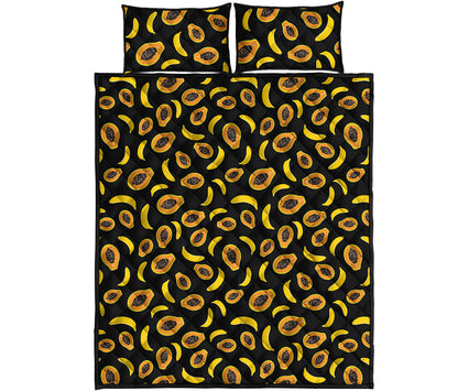 Papaya And Banana Pattern Print Quilt Bed Set