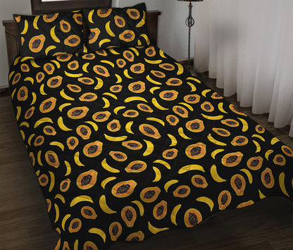 Papaya And Banana Pattern Print Quilt Bed Set
