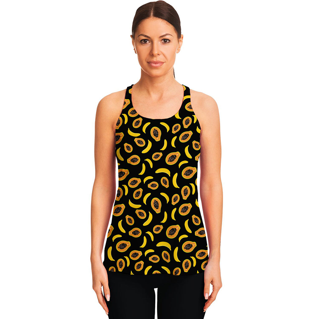Papaya And Banana Pattern Print Women's Racerback Tank Top
