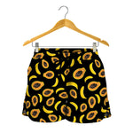 Papaya And Banana Pattern Print Women's Shorts