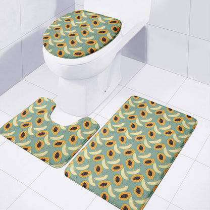 Papaya And Melon Pattern Print 3 Piece Bath Mat Set