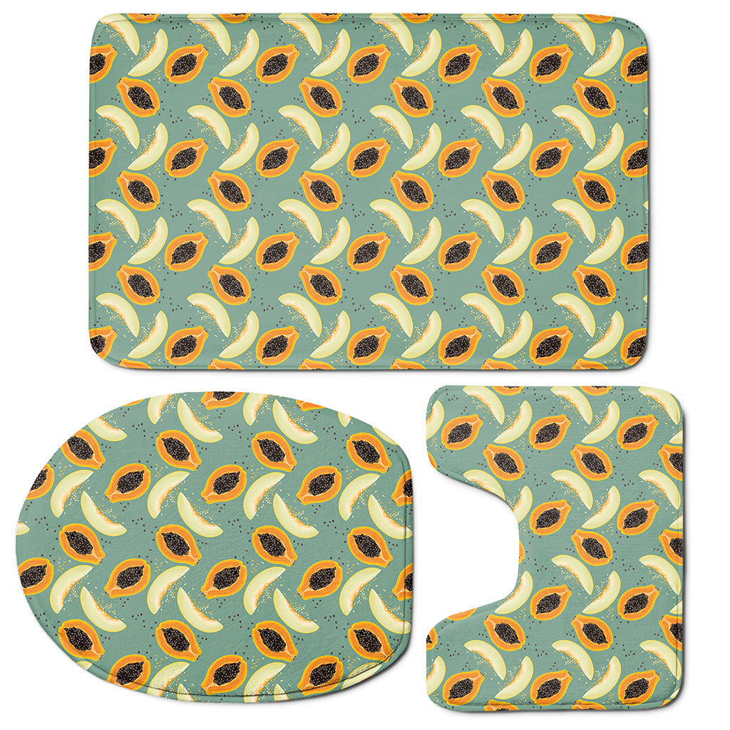 Papaya And Melon Pattern Print 3 Piece Bath Mat Set