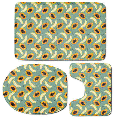 Papaya And Melon Pattern Print 3 Piece Bath Mat Set