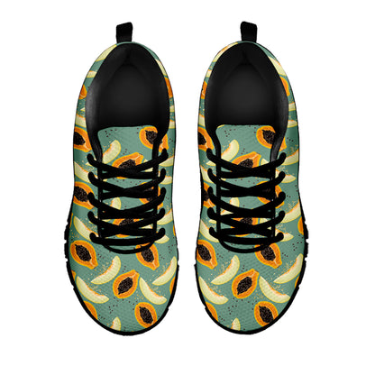 Papaya And Melon Pattern Print Black Sneakers