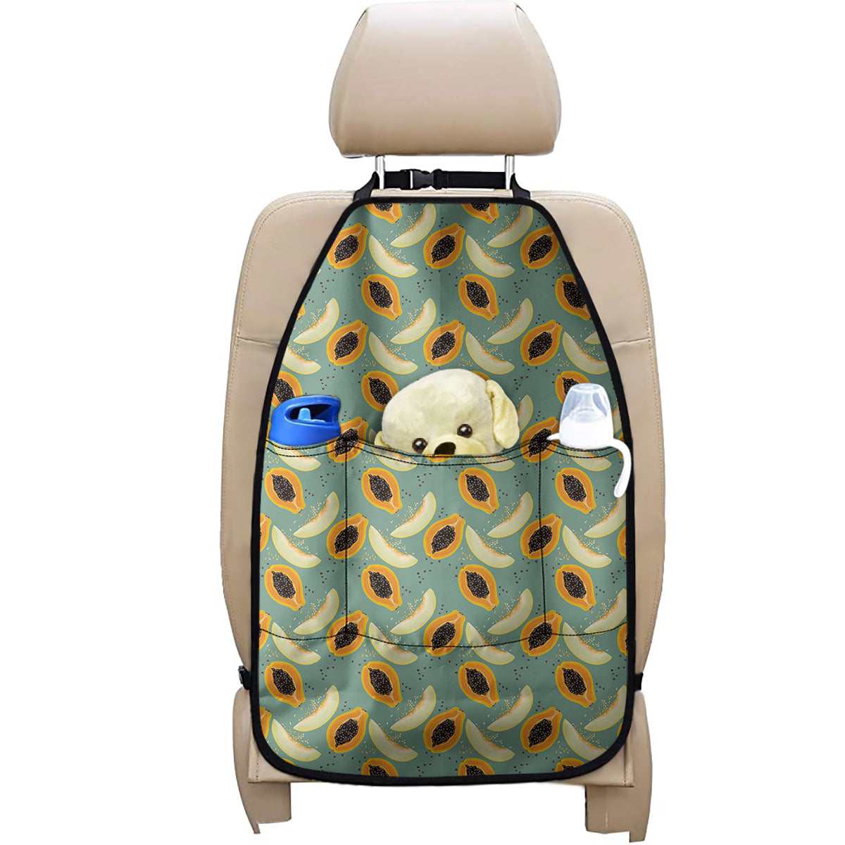 Papaya And Melon Pattern Print Car Seat Organizers