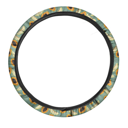 Papaya And Melon Pattern Print Car Steering Wheel Cover