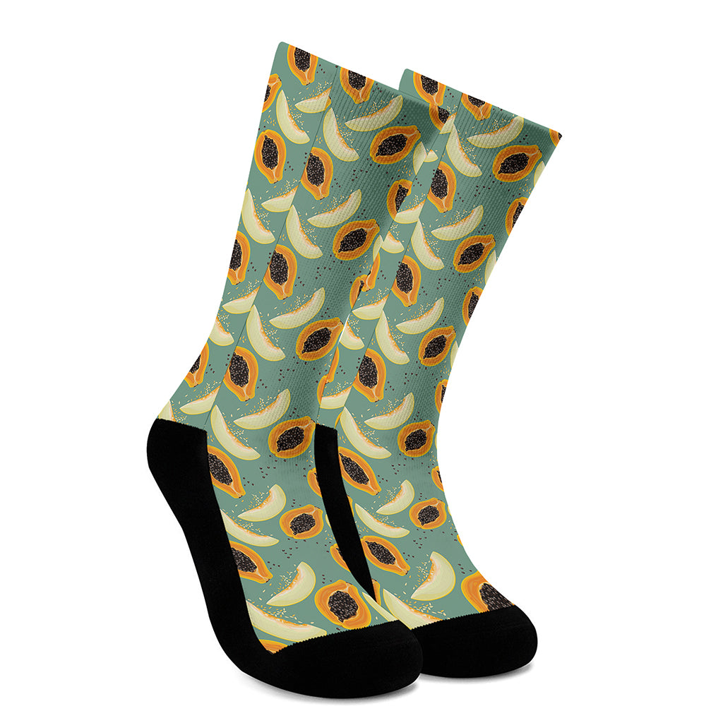 Papaya And Melon Pattern Print Crew Socks