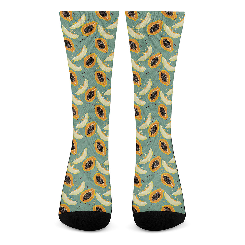 Papaya And Melon Pattern Print Crew Socks