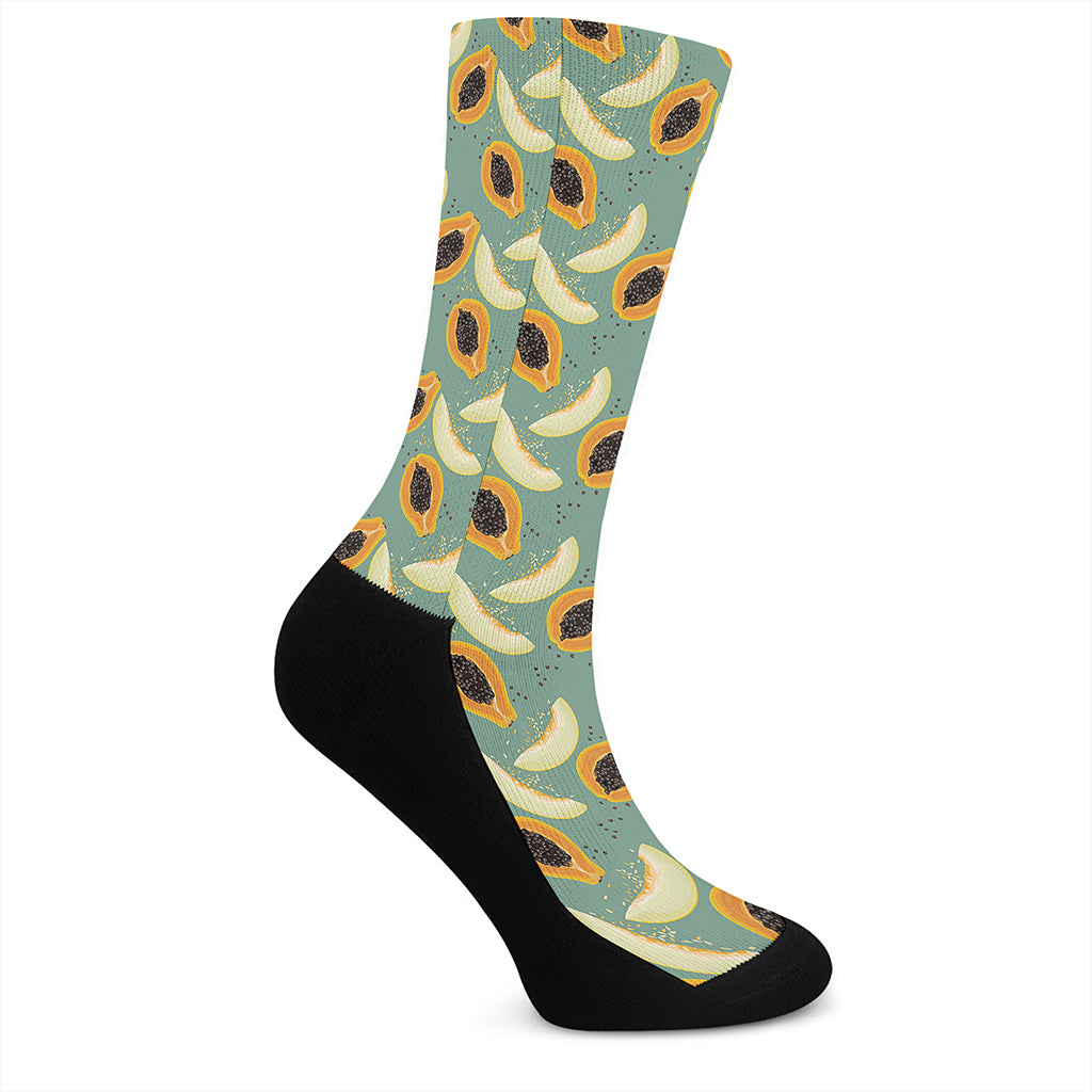 Papaya And Melon Pattern Print Crew Socks