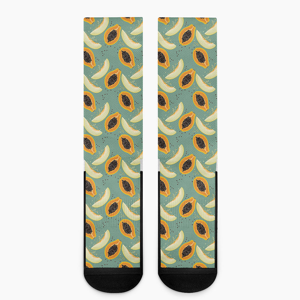 Papaya And Melon Pattern Print Crew Socks