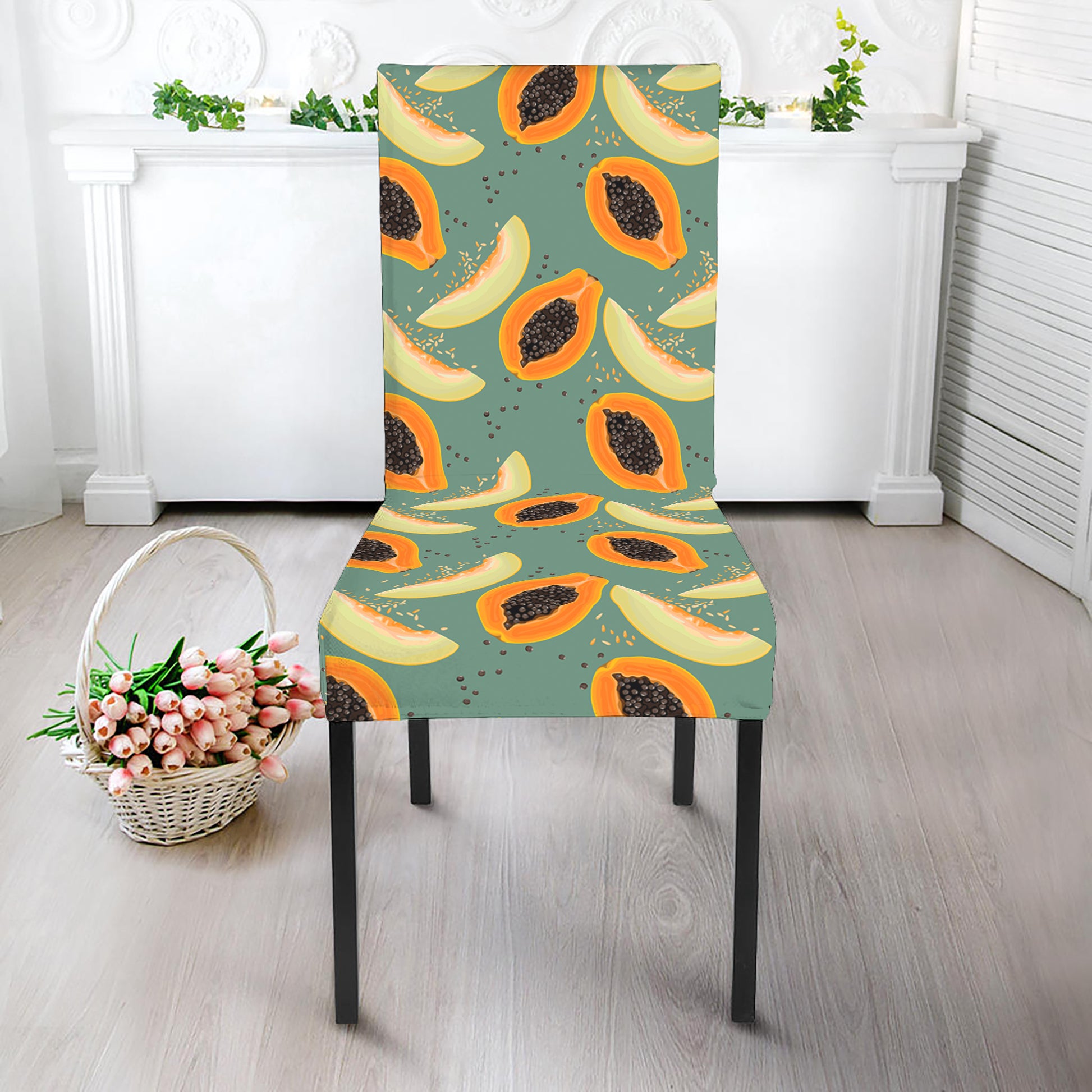 Papaya And Melon Pattern Print Dining Chair Slipcover