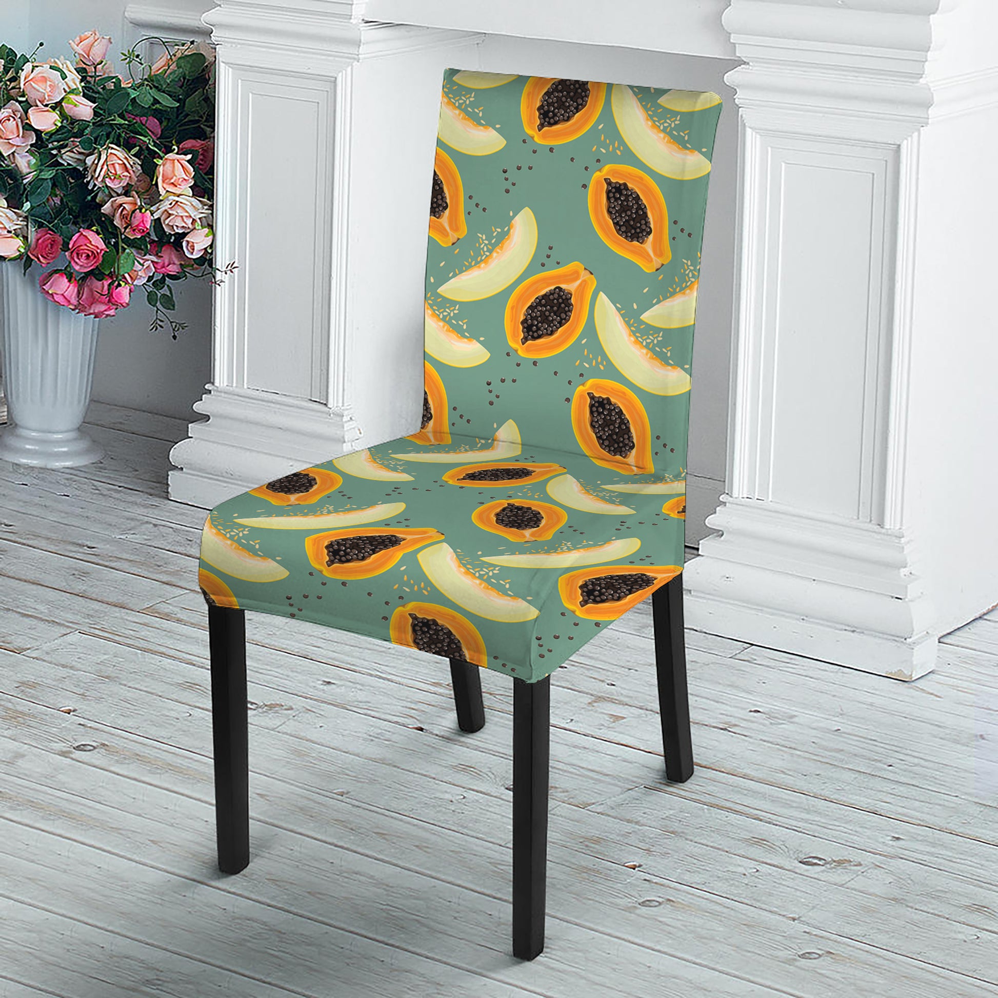 Papaya And Melon Pattern Print Dining Chair Slipcover
