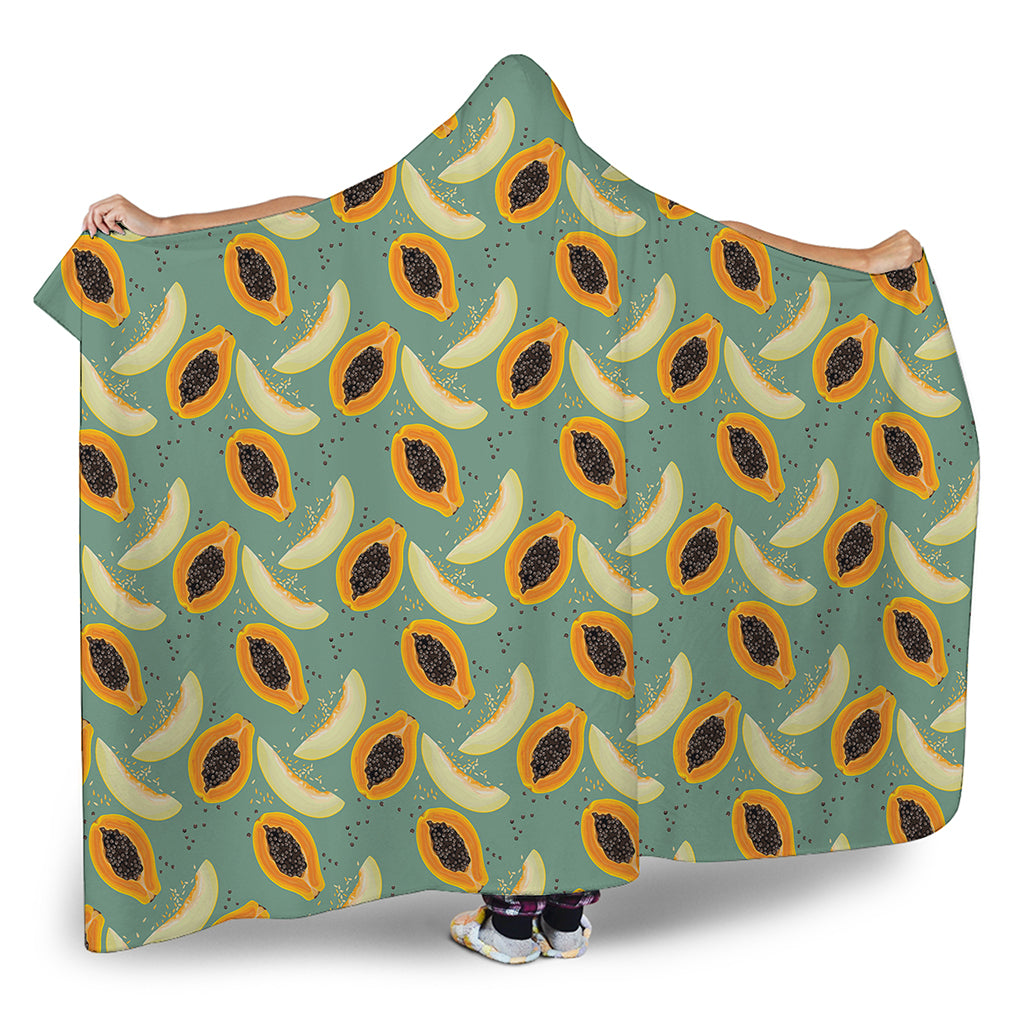 Papaya And Melon Pattern Print Hooded Blanket